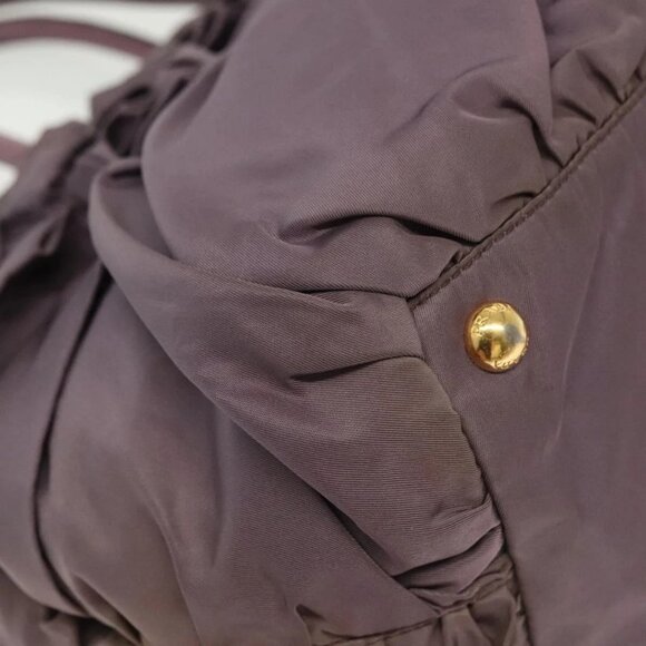 PRADA Hand Bag Nylon Purple Gold Auth 137586 - Picture 5 of 16